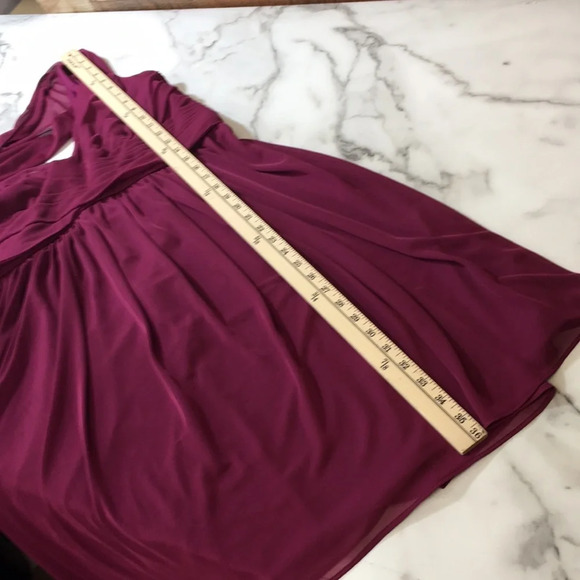 David's Bridal Purple Bridesmaid Sangria Dress Womens 14 CowlBack Pleated Maroon - Picture 12 of 13